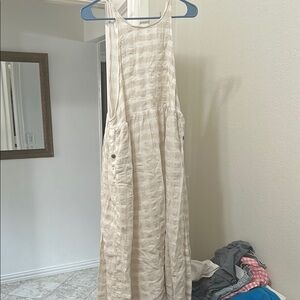 Kimchi Blue Cream Midi Sundress with Halter Neckline and Slit